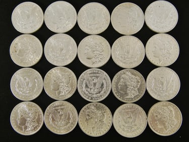 Twenty 1890-S Morgan Silver Dollars