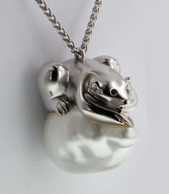 Assael Baroque Pearl "Polar Bear on Ice" Pendant