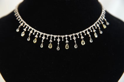 18-20 carat Yellow & White Diamond Fringe Necklace
