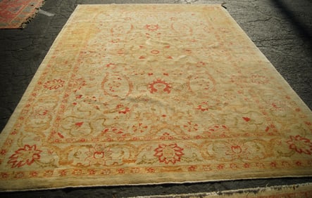 Vintage Hand Knotted Oushak Turkish Rug