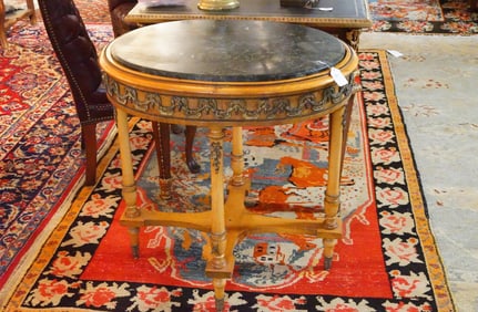 Louis XVI oval marble top parlor table