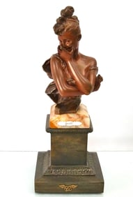 Georges van der Straeten Bronze Bust of a Woman