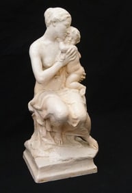 George Kamper Madonna & Child Faience Sculpture