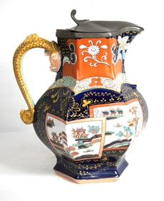 Antique ironstone pitcher w Chinese motif