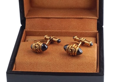 Bulgari 18kt Gold & Hematite cuff links
