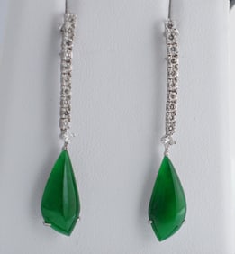 Outstanding Jade and diamond drop earrings