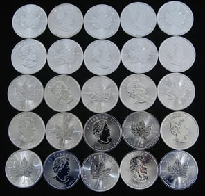 25 - 2014 Canadian .999 Silver 5$ Maple Leafs