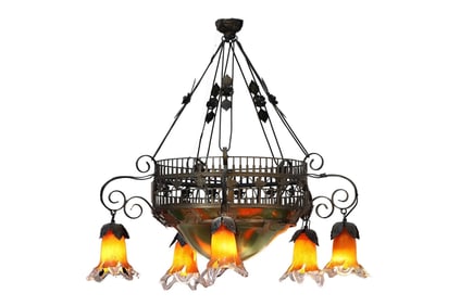 Murano Glass Nouveau Style Chandelier-5 light