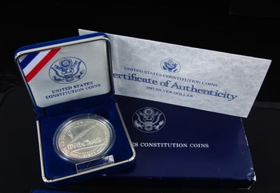 1987-P U.S. constitution Silver Dollar Cased