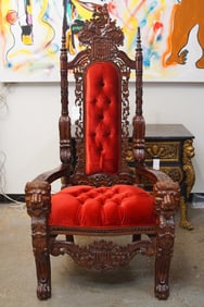 Tall highly carved Gothic Arm chair