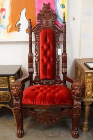 Tall highly carved Gothic Arm chair