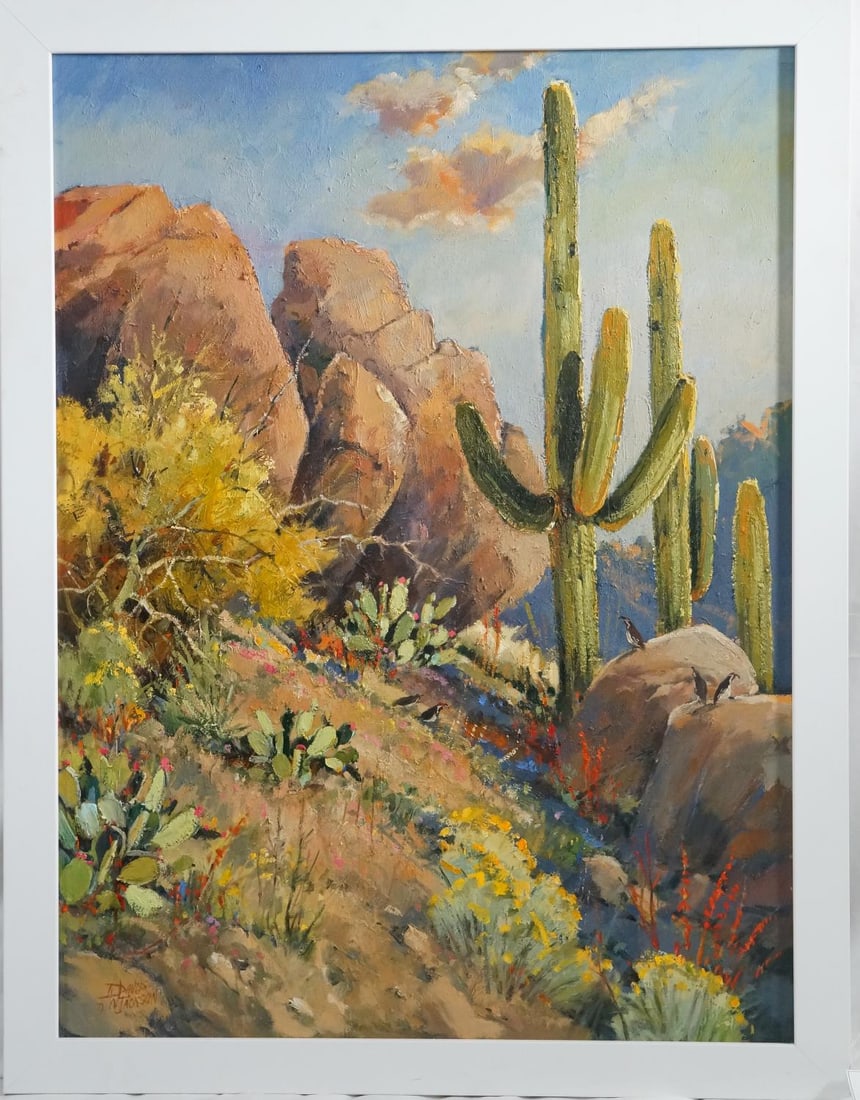 David Jackson 1951- Oil on Canvas Desert landscape (1 of 3)