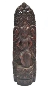 Balinese carved wood sculpture of Saraswathi
