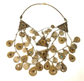 Antique 'Bedouin' Jeweled Mid Eastern Bib Necklace