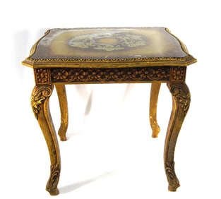 Italian Style Gold side table with glass top