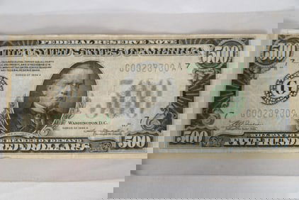 1934 US $500 Dollar bill