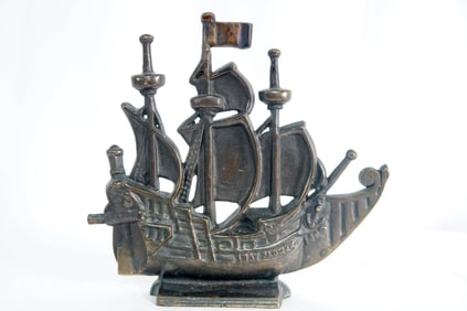 Antique 'Mayflower Ship' Cast iron door Stop