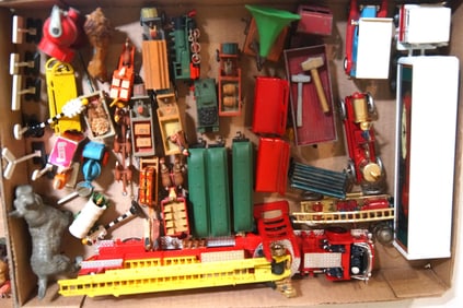 Toy fire trucks, trains, trucks...