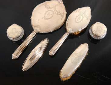 Sterling dresser set - 7 pcs