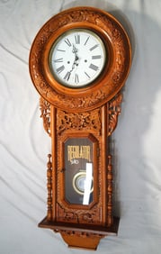 Antique Highly Carved Regulator Clock