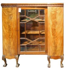 Antique Burlwood Claw foot bookcase