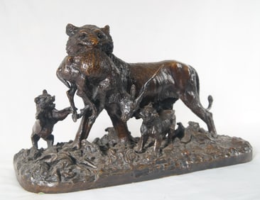 Christophe Fratin (1801-1864) Bronze of a Lioness