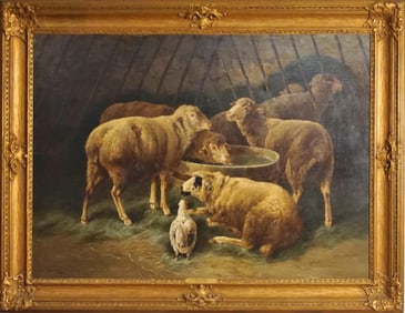 Jules G. Bahieu (1860-1895) oil on canvas Sheep