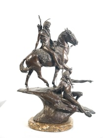 Elie Hazak (1945-) Stalking Buffalo Bronze