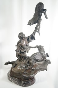 Elie Hazak (1945-) Bronze - Wolf Attack