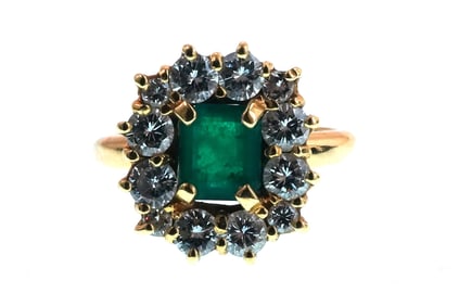 18kt Gold Emerald & Diamond Cocktail Ring