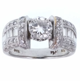 Platinum & 2.75 Diamond ring with 1.18ct center