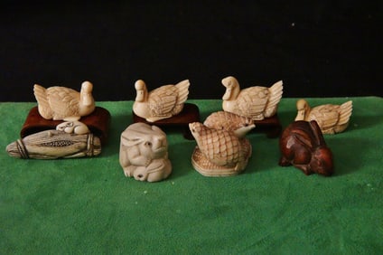Collection of Eight Japanese Carvings
