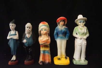 5 Vintage Carnival Chalk figures