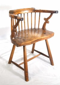 Very Early European Walnut Horseshoe chair