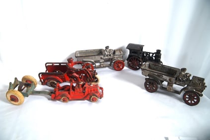 6 Antique Cast iron toy vehicles-