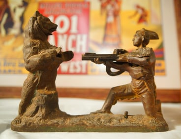 J & E Stevens Indian Bear Hunt Mechanical Bank