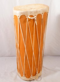 Large Native American Wood Carved Drum