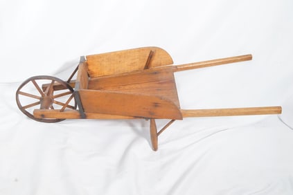Antique Child's Toy Wood Wheelbarrow
