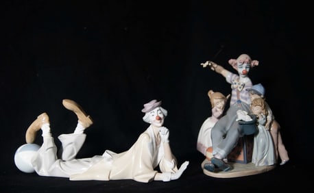 2 Lladro Clowns figures - 'Payaso Acostado'