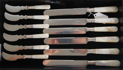 Antique Mother of Pearl Set of Fish Knives