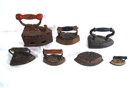 Collection of 6 Antique Cast Iron Sad Irons