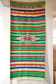Vintage Mexican Saltillo blanket - mint