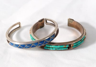 Two signed native American silver bracelets