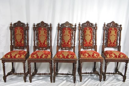 Five 19th c. Highly Carved England Chairs