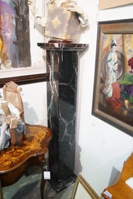 Tall Black Marble Pedestal
