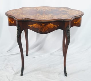 French highly inlaid center table