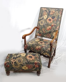 Antique Arm Chair and ottoman