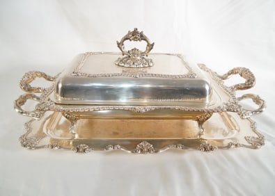 Fancy Chafing dish and Silver tray