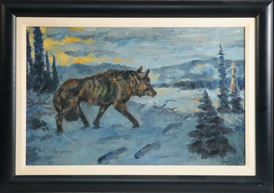 Joe Beeler (1931-2006) oil on canvas Wolf