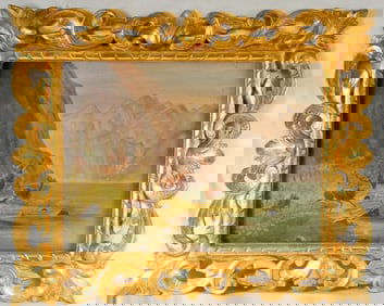 19th c. Mountain Landscape with Gilt Frame